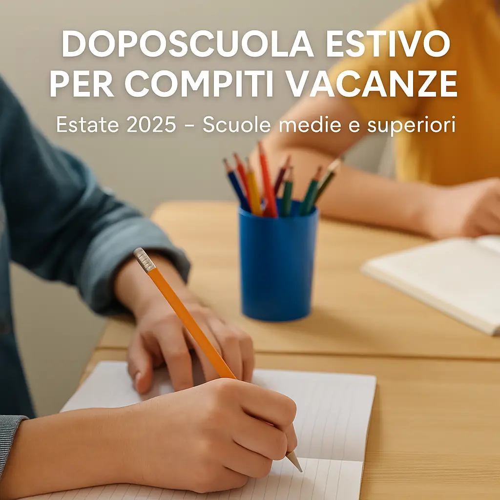 Uno studente mentre fa i compiti al doposcuola estivo